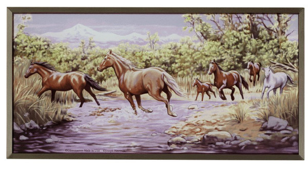 Wild Horses At The Crossing Stained Glass by Joseph Hautman